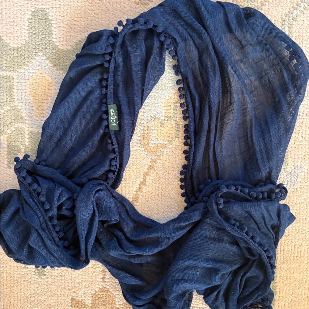J. Crew Navy Blue Women's Infinity Scarf with Bubble Trim